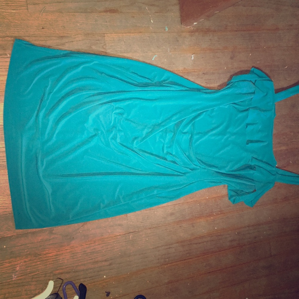 Teal bodycon rutched dress